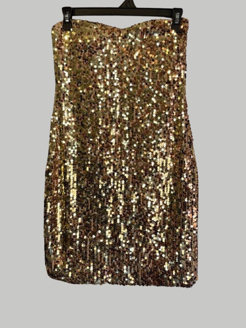 Vintage DEB Gold Sequin Strapless Cocktail Party Dress Y2K Glam Size Medium
